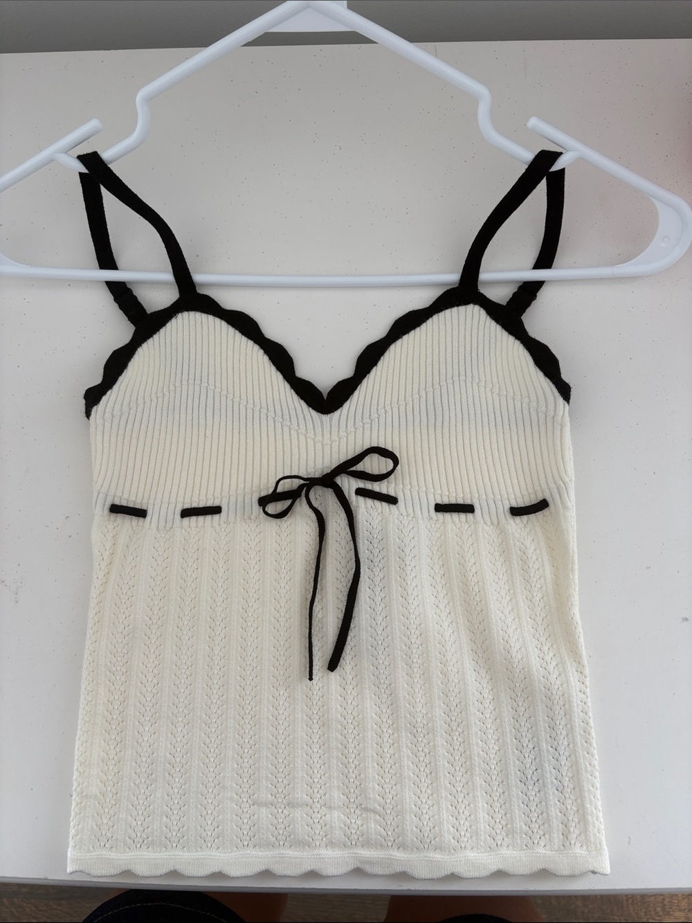 Wilfred Cream Knit Cami with Black Trim